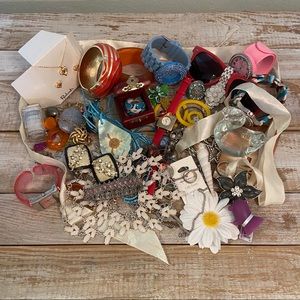 Jewelry Junk Drawer Lot w Rhinestones Untested